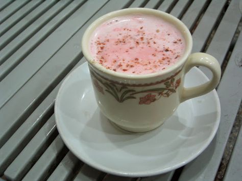 Paradise Kashmir: RECIPE: Kashmiri Noon Chai (Salty Tea, Sheer Chai, Pink Tea) Noon Chai, Fruit Milkshake Recipe, Kashmiri Tea, Kashmiri Chai, Kashmiri Recipes, Beauty Of Kashmir, Rose Milk Tea, Masala Chai Recipe, Fruit Milkshake