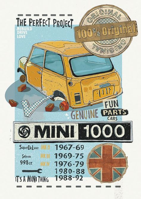 Mini Illustration, Drawing Mini, Micro Rc, Mini Morris, Harley Davidson Artwork, Candy Bouquet Diy, Mini Project, British Motors, Morris Minor