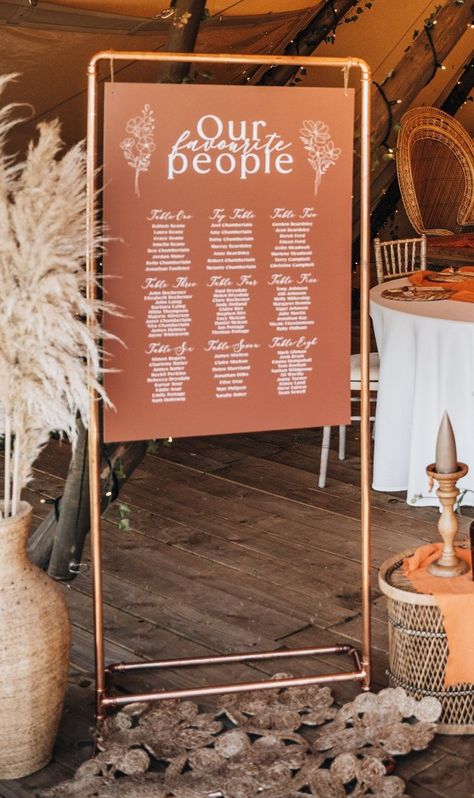 Our copper welcome/ table planner holder is the perfect addition to your autumnal wedding decor, perfect for indoor or outdoor receptions and looks great in any venue set up. We collaborate with stationers for a cohesive feel. Autumn Wedding Decorations | Autumn Wedding Ideas | Wedding Sign Decor | A1 sign by Bluebell Press UK) | Get in touch to learn more about our decor and styling services Copper Wedding Theme Wedding Table Decor, Hyphenated Last Name Wedding, Copper Wedding Table Setting, Autumn Wedding Welcome Sign, Copper Wedding Sign Stand, Autumnal Wedding Decor, Fall Wedding Seating Chart Ideas, October Wedding Table Decor, Copper Welcome Sign