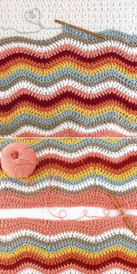 Crochet Ripple Stitch - Free Patterns and Inspiration | Crochetpedia How To Crochet Ripple Stitch, Free Ripple Stitch Crochet Patterns, Knit Ripple Stitch, Crochet Blanket Patterns Ripple, Double Crochet Ripple Afghan Pattern Free, Crochet Ripple Stitch Sweater, Wave Afghan Pattern Free, Ripple Crochet Sweater Pattern Free, Crochet Ripple Stitch Pattern