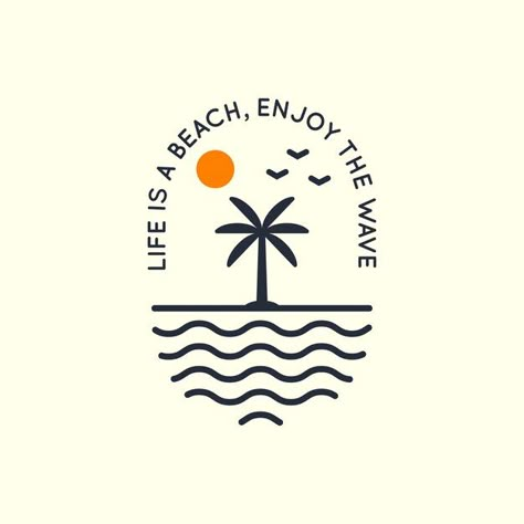 Beach Logo Ideas, Beach Logos, Beach Club Design, Beach Tshirt Designs, Kite Drawing, Surf Shop Logos, Beach Vector, Beach Minimalist, Summer Vector