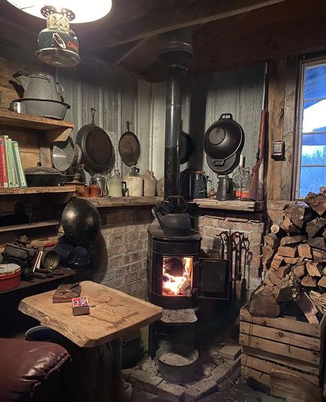 Derksen Cabin, Small Cabin Kitchens, Shed Cabin, Cottage Interior, Cabin Interiors, Cabin Kitchens, Tiny House Movement, Stone Cottage, Hearth And Home