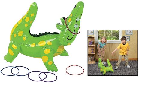 Inflatable Alligator Ring Toss Game, 22", Vinyl #affiliate #alligator #partysupplies Alligator Ring, Alligator Party, 1st Birthday Party Games, Toddler Party Games, Reptile Party, Team Ideas, Birthday Party Games For Kids, Zoo Birthday, Green Birthday