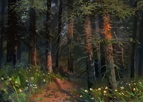 Forest Digital Painting, Forest Tutorial, Landscape Drawing Tutorial, Forest Digital Art, Digital Painting Tutorial, Forest Drawing, Landscape Painting Tutorial, Forest Painting, Concept Artist