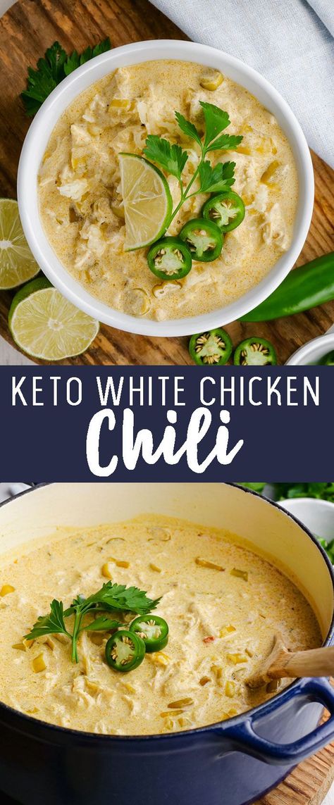 Keto White Chicken Chili Keto Crockpot Chili, Low Carb Chicken Chili Crockpot, Keto Soup Recipes Chicken, Low Carb White Chicken Chili Crockpot, Keto White Chicken Chili Crock Pot, Keto Chicken Chili Crockpot, Keto Meals Crockpot, Keto Chicken Soups, Keto Chicken Chili Recipes