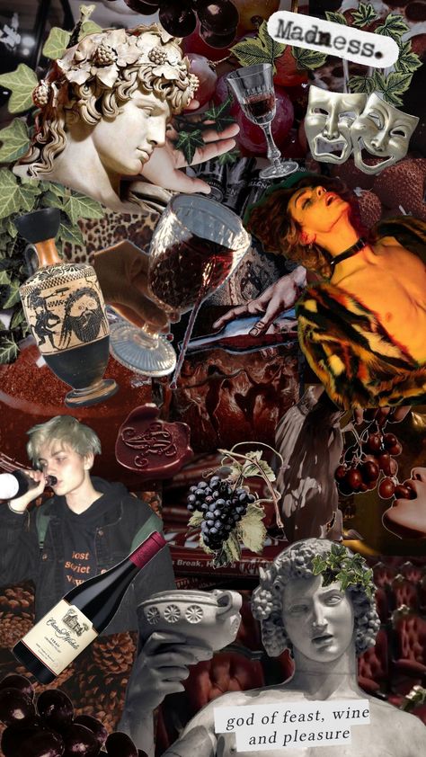 #dionysus #baccus #cabin12 Dionysus Moodboard, Dionysus Aesthetic Wallpaper, Cult Of Dionysus Aesthetic, Dionysus Wallpaper, Dionysus Art, Dionysus Aesthetic, Deity Work, Dionysus God, Mythology Books