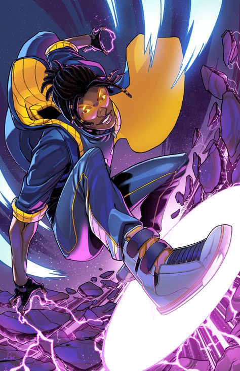 Static Black Lightning Static Shock, Static Dc, Static Shock, Black Comics, Arte Dc Comics, Black Cartoon Characters, Superhero Wallpaper, Black Anime Characters, Black Cartoon