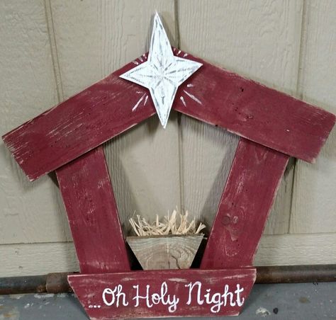 Oh holy night pallet nativity. Wooden Nativity Sets Outdoor, Winter Pallet Projects, Wood Plank Projects Diy, Easy Holiday Wood Projects, Nativity Wood Crafts, Wooden Nativity Diy, Pallet Nativity Scene, Scrap Wood Ornaments, Pallet Wood Christmas Projects