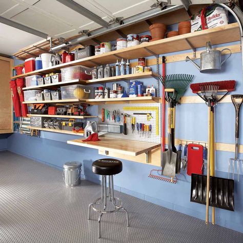 Organizing a garage isn't a one-size-fits-all project, so we've compiled some of our best garage storage ideas. Check out these tips to find ways to make your garage more organized and better to use. Garage Wall Storage, Plan Garage, Koti Diy, Garage Update, Overhead Garage Storage, Clean Garage, Garage Storage Shelves, Overhead Garage, Garage Storage Solutions