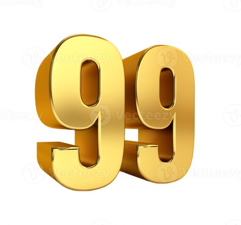 99 Percentile, Golden Number, 3d Illustration, Free Png, Krishna, Template Design, Transparent Background, Vector Free, Royalty Free