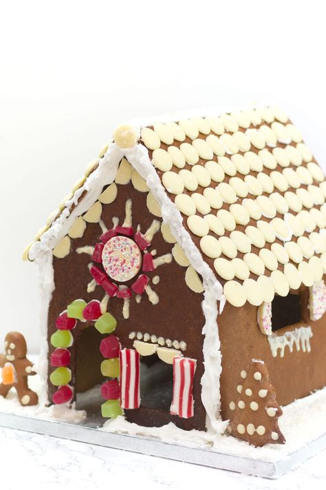 Gingerbread house, homemade and gluten free | Festive Treats | Gluten Free Gingerbread House Recipe, Gluten Free Gingerbread House, Making A Gingerbread House, Christmas Recipes For Kids, Gingerbread House Patterns, Gingerbread House Recipe, Gluten Free Recipes For Kids, Baking Recipes For Kids, Make A Gingerbread House