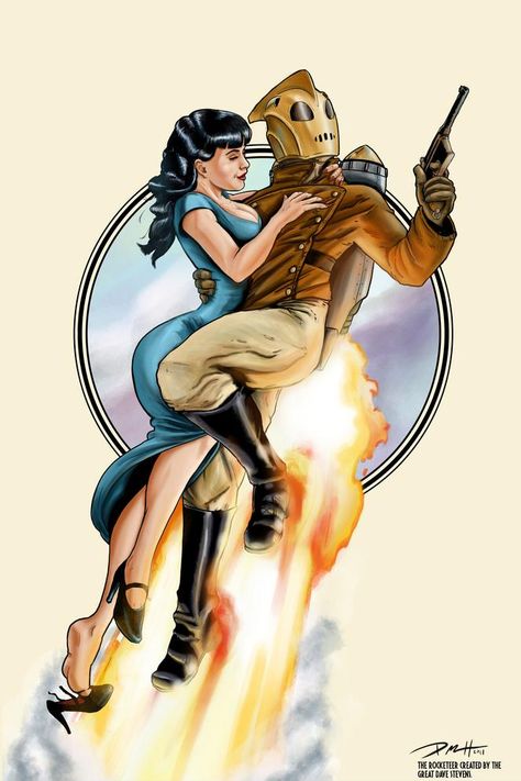 The Rocketeer and Bettie Page Dave Stevens, Diesel Punk, Sucker Punch, Bd Comics, Pulp Art, Retro Futuristic, Graphic Novels, Pin Up Art, Retro Futurism