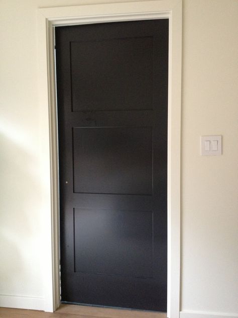 black 3 panel door - Google Search 3 Panel Shaker Interior Doors, 3 Panel Interior Doors, Three Panel Doors, 3 Panel Interior Door, Shaker Interior Doors, Black Interior Doors, Panel Interior Doors, Shaker Doors, Shaker Style Doors