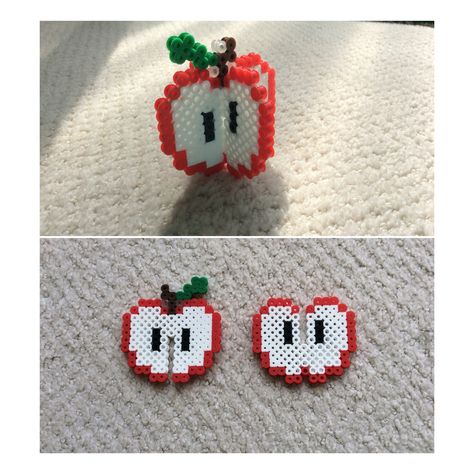 Perler beads red 3-D apple 3d Pyssla Ideas, How To Make 3d Perler Beads, Apple Perler Bead Patterns, Peeler Beads 3d, Red Perler Bead Patterns, Apple Perler Beads, Perler Bead Patterns Mushroom, Puler Beads Ideas, Aesthetic Perler Bead Patterns