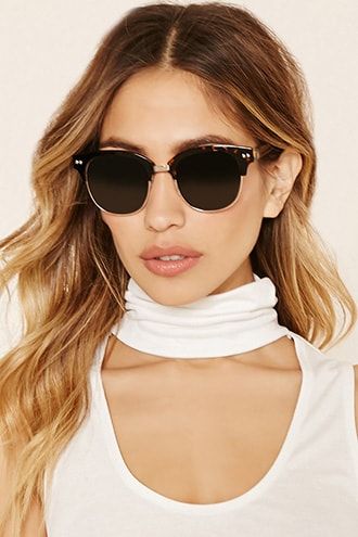 Forever 21 Classic Browline Sunglasses , Gold/olive Browline Sunglasses, Forever 21 Store, Trendy Eyewear, Tortoiseshell Sunglasses, Fashion Eye Glasses, Target Clothes, Tortoise Shell Sunglasses, Girl With Sunglasses, Oval Sunglasses