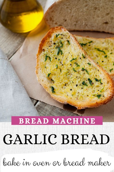 Bread Machine Garlic Bread Recipe, Bread Machine Garlic Bread, Easy Homemade Garlic Bread, Recipe Bread Machine, Bread Machine Recipes Healthy, Bread Machine Recipes Sweet, Easy Bread Machine Recipes, Best Bread Machine, Bread Maker Machine