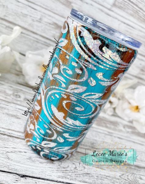 Patina Tumbler, Tooled Leather Tumbler, Floral Tumbler, Cup Ideas, Steel Wool, Tooled Leather, Odessa, Custom Tumblers, Cow Print