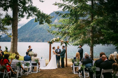 Pacific Northwest Wedding at Lake Crescent Lodge : John + Lizzie - Olympic National Park Wedding, Washington Beaches, Pacific Northwest Wedding, Lake Crescent, Wedding At Lake, Lake House Wedding, Cabin Wedding, Aisle Flowers, Cottage Wedding