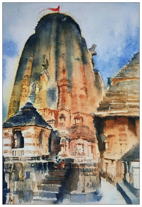 Lingaraj Temple in Bhubaneswar is one of the oldest temple dedicated to lord Hari (Vishnu) and Lord Hara ( Shiva) Lingaraj Temple Sketch, Lingaraj Temple, Khajuraho Temple, Temple Painting, Arch Sketch, Historical Temples, Art Competition Ideas, Temple Drawing, Temple Bells