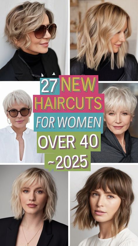 For new haircuts for women over 40 - 2025, a mid-length layered cut is ideal for those seeking a versatile, low-maintenance style. This shoulder length cut adds volume and movement, especially for women with thick hair or round faces. Pairing it with side bangs can give it a modern touch, perfect for those looking for a stylish yet natural look. Best Haircut For Frizzy Hair Over 40, 40s Mom Hair, Shoulder Length Thick Hair With Bangs, Modern Mid Length Haircut, Mid Length Hair With Layers Round Face Over 40, Hair Styles For 2024 For Women, Hair Styles For 40+ Women, 2025 Hair Trends For Women Over 40, 45 Year Old Women Hairstyles