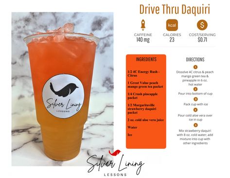 Drive Thru Daiquiri – Silver Lining Lessons Diy Tea Blends, Boosted Tea, Mango Green Tea, Loaded Tea Recipes, Energy Tea Recipes, Tea Blends Recipes, Tea Recipes Diy, Herbalife Teas, Herbalife Tea