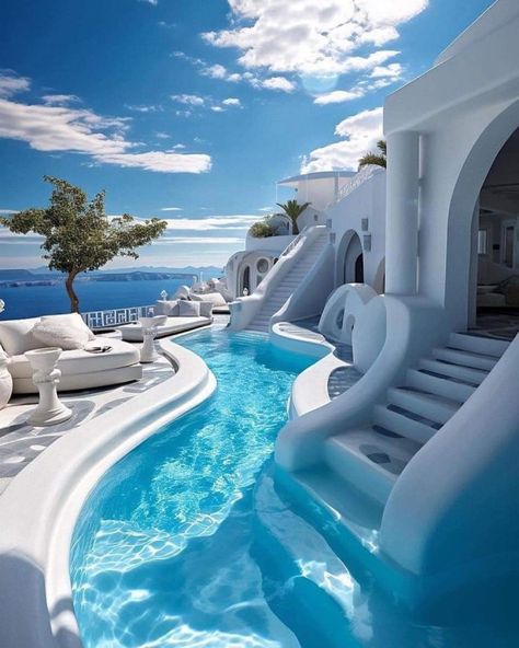 Luxury Swimming Pools Outdoor, Expensive Vacations, Dream Vacations Beautiful Places, Beach Vacation Aesthetic, Luxury Places, Greece Resorts, Dream Location, Dreams Resorts, Dream Hotels