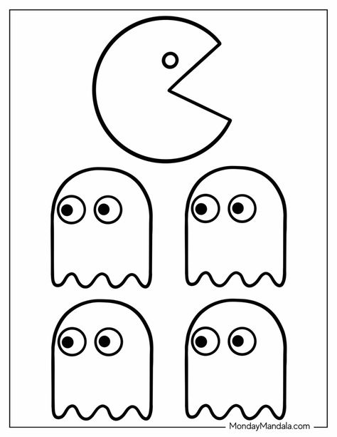 20 Pac Man Coloring Pages (Free PDF Printables) Pacman Printables, Packman Design, Pac Man Decorations, Pacman Drawing, Pac Man Birthday Party, Pacman Birthday, Pac Man Maze, Man Coloring Pages, Pac Man Party