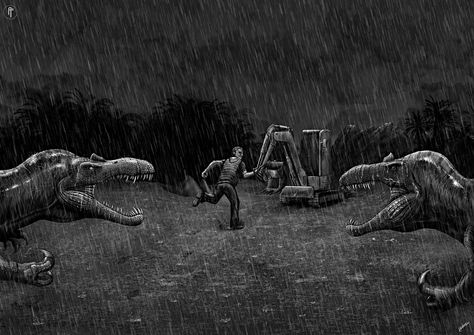 Suchomimus 
Jurassic park 
Horror novel Jurassic Park Novel, Black White Artwork, Primal Carnage, Jurassic Park Film, Wilderness Explorer, Jurrasic Park, Prehistoric World, White Artwork, Black And White Artwork