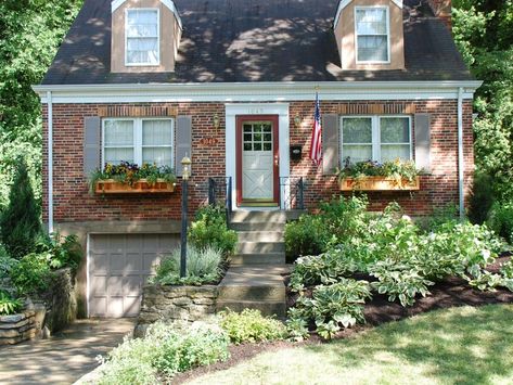 New England Curb Appeal, Brick Bungalow Curb Appeal, Cottage Exterior Ideas Curb Appeal, Low Cost Curb Appeal Ideas, Inexpensive Curb Appeal Ideas, Townhome Curb Appeal, Front Of House Landscape Ideas Curb Appeal, Budget Friendly Landscaping Ideas, Diy Curb Appeal On A Budget