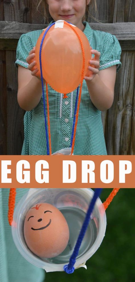 Parachute Egg Drop Experiment – Gravity and Air Resistance – Science Experiments for Kids Egg Drop Experiment For Kids, Diy Parachutes For Kids, Egg Parachute Experiment, Egg Drop Project Ideas, Egg Drop Experiment, Egg Parachute, Egg Drop Challenge, Egg Drop Project, Stem Room