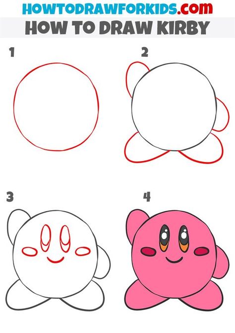 How to Draw Kirby Drawings step by step for kids #drawingsstepbystepforkids Drawing ideas #drawingideas Drawing ideas for kids #drawingideasforkids 1.349 How To Draw For Kids Step By Step, Things To Draw Step By Step, How To Draw Step By Step Easy, Disney Drawings Easy, How To Draw Step By Step, How To Draw For Kids, Draw Kirby, Kirby Drawings, Easy Elephant Drawing