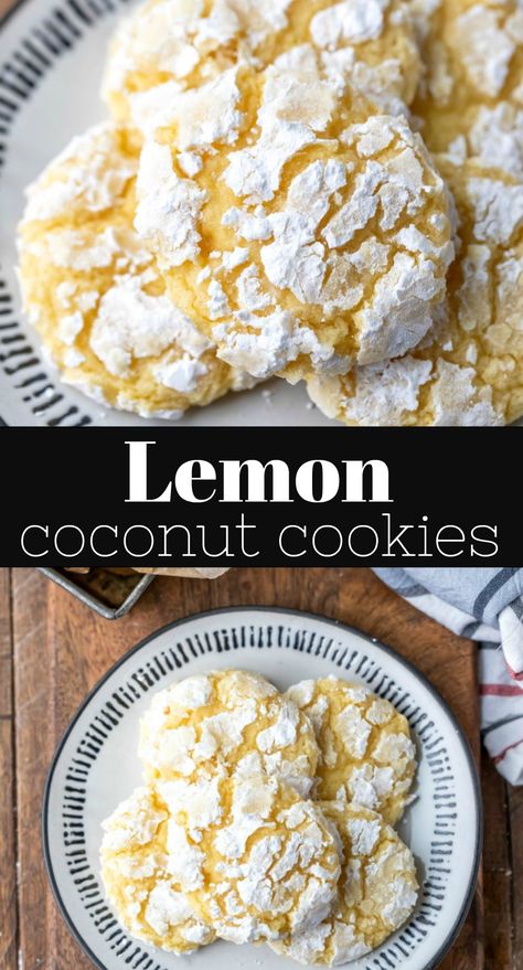 Lemon Coconut Recipes, Lemon Coconut Desserts, Coconut Biscuits Recipes, Lemon Coconut Cookies, Coconut Cookie Recipe, Galletas Keto, Cookies Lemon, Coconut Cookie, Coconut Cookies Recipes