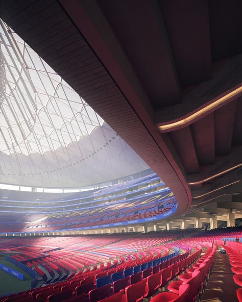 Gallery of The Future Camp Nou Stadium in Barcelona Receives the International Architecture Award IAA 2023 - 4 Camp Nou Stadium, Barcelona 2016, Nou Camp, Stadium Architecture, International Architecture, Stadium Design, Soccer Stadium, Stadium Seats, Sports Stadium