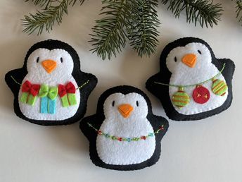 Felt Penguin Ornament, Christmas Decorations Felt, Felt Crafts Patterns Templates, Felt Christmas Ornaments Diy, Easy Felt Christmas Ornaments, Free Felt Patterns, Christmas Decorations For Tree, 2022 Ornaments, Diy Felt Christmas