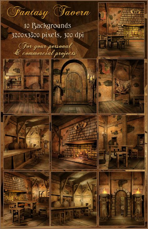 Fantasy Tavern by UnholyVault.deviantart.com Fantasy Inn, Fantasy Tavern, Pirate Bar, Dungeon Room, Fantasy Rooms, Pathfinder Rpg, Hobbit House, Fantasy Places, Fantasy Aesthetic