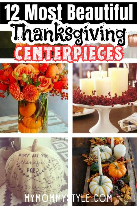 Make your Thanksgiving table even more special with these stunning centerpiece ideas. From thankful pumpkins to elegant flower arrangements, these DIY centerpieces will add a festive touch to your holiday feast. Vase With Sticks, Thanksgiving Turkey Treats, Elegant Flower Arrangements, Diy Thanksgiving Centerpieces, Thanksgiving Centerpieces Diy, Copper Pumpkins, Pumpkin Table Decorations, Mommy Inspiration, Turkey Treats