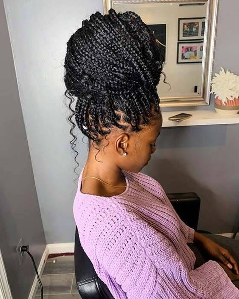 Knotless Bun, Knotless Curls, Style Knotless, Large Braids, Goddess Knotless, Curls Updo, Braids Bun, Braids Medium, Cornrows With Box Braids