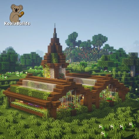 Minecraft Medieval Greenhouse, Greenhouse Minecraft Ideas, Green House Minecraft, Unique Greenhouse, Minecraft Medieval Village, Minecraft Greenhouse, Case Minecraft, Minecraft Mansion, Minecraft Images