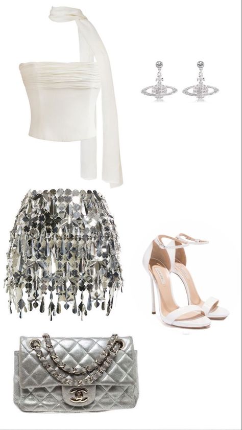 Trophy Wife Fashion, Gold And White Outfit, New Years Eve Outfit Ideas, New Years Eve Outfit, Handbags Chanel, New Year’s Eve Outfit, New Years Outfit, Looks Party, Eve Outfit