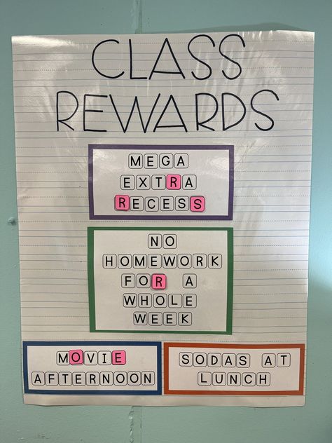 Simple Class Reward System — H & Em Resources Classroom Individual Reward System, Classroom Reward Tickets, Elementary Reward System, Class Reward System Elementary, Classroom Sign Out System, Whole Class Reward System Elementary, Reward Chart Kids Classroom, Reward System For Kids In Classroom, Whole Class Reward Ideas