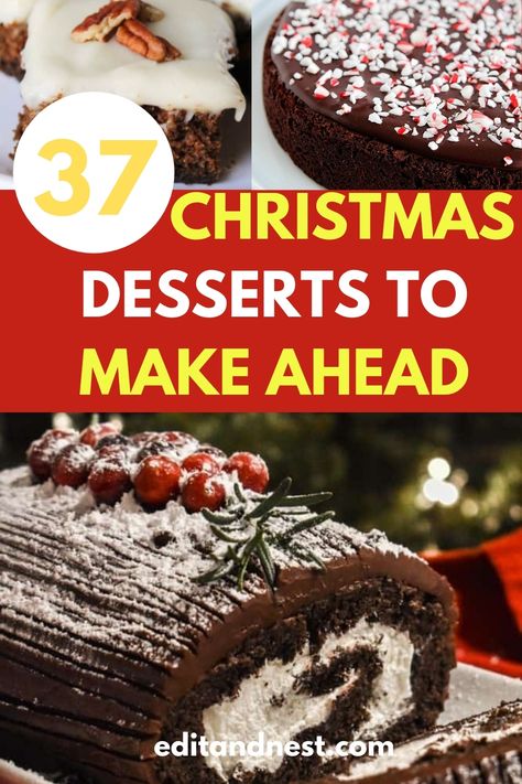 If you want a list of Christmas desserts to make ahead of time then check out this post. We love a freezer dessert and the holidays are no exception. These show-stopping recipes are real simple and designed to be easy as well as time-saving. Best of all, these make-ahead Christmas recipes are super impressive, so no one feels like they’re missing out on a wow-worthy treat! #Christmasdesserts #makeaheadChristmasdesserts #Christmasdessertsfreezer Best Christmas Eve Desserts, Best Desserts To Freeze, Easily Transportable Desserts, Deserts To Make For Christmas, Make Ahead Cakes, Desserts You Can Make Ahead Of Time, Christmas Dessert Make Ahead, Make Ahead And Freeze Desserts, Christmas Show Stopper Desserts