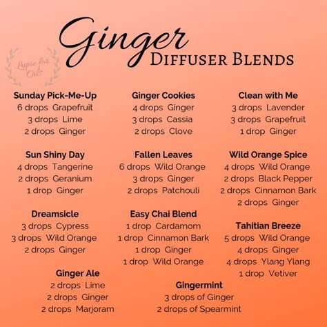 Doterra Ginger, Doterra Diffuser Blends, Doterra Essential Oils Recipes, Essential Oil Diffuser Blends Recipes, Ginger Essential Oil, Essential Oil Diffuser Recipes, Oil Diffuser Recipes, Essential Oil Blends Recipes, Essential Oil Mixes