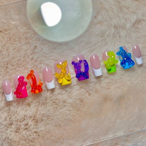 teeny balloon animals! 🎈🫶 thank you besties for all of your support 😘 All of our press ons are - 😎 Reusable! You can use them multiple times! 🤩 Safest Alternative for false nail application! 🫶 For Anyone! For those who can’t wear nails all the time, cannot access a salon or just don’t like getting their nails done, press are perfect for you! ⏰ Fast application and removal! Perfect for events! 💎 High Quality! These are not your typical cheap press ons, everything is used with high quality g... Balloon Animal Nails, Balloon Nail Art, Balloon Nails, 4d Art, Dog Nail Art, Nail Application, September Nails, Long Nail, Animal Nails