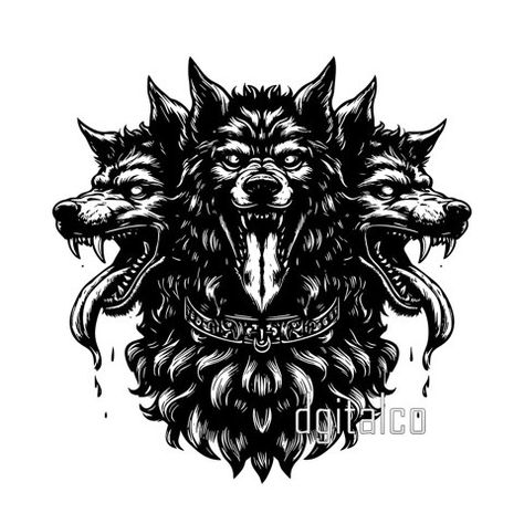 Vector Tattoo Design, Cerberus Tattoo, Dog Tattoo Design, Lion Forearm Tattoos, Vector Tattoo, Best Neck Tattoos, Greek Mythology Tattoos, Mythology Tattoos, Greek Tattoos