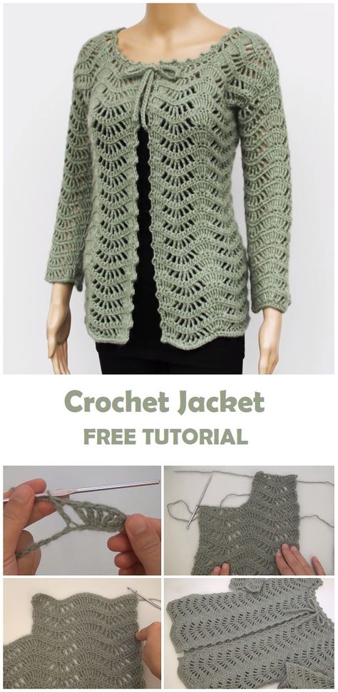 Crochet Jacket - Tutorial gratuito - Design Peak Bolero Haken, Crochet Lace Jacket, Crochet Cardigan Tutorial, Crochet Bolero Pattern, Crochet Blouse Pattern, Crochet Jacket Pattern, Crochet Bracelet Pattern, Crochet Cardigan Pattern Free, Crochet Top Outfit