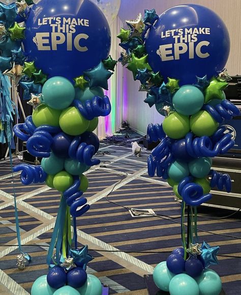 Prom Setup Decor, Soccer Balloon Columns, Organic Balloon Columns Ideas, Balloons Columns, Balloon Tower Ideas, Graduation Balloon Bouquets, Organic Balloon Column, Balloon Columns Ideas, Balloon Topiary