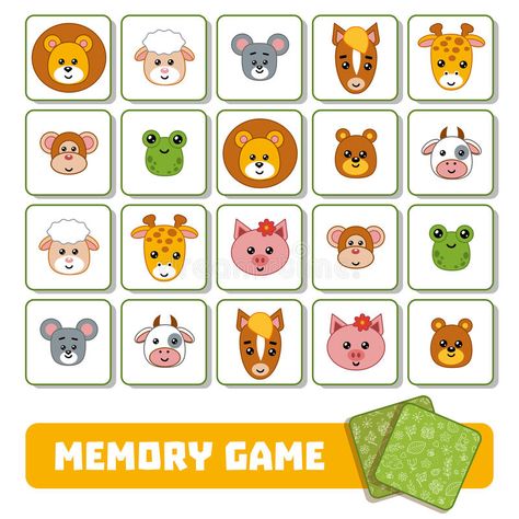 Illustration about Memory game for children, cards with cute animals. Illustration of memory, bear, find - 93684019 Kids Cartoon Characters, Chinese New Year Card, Memory Game, Games For Toddlers, Animal Coloring Books, Preschool Learning Activities, Memory Games, Animal Games