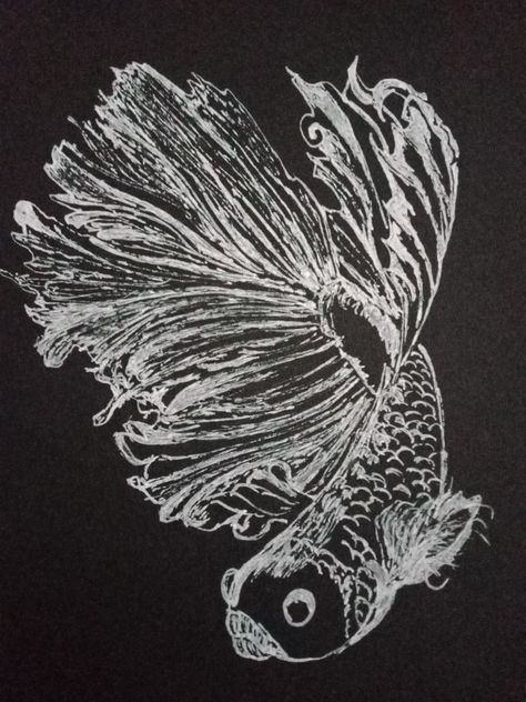 White Gel Pen Drawings On Black Paper, Black Paper White Pen Drawing, White Pen On Black Paper Drawing, White Drawing On Black Paper, White Pen On Black Paper, Drawing A Fish, Gel Pen Drawings, Black Sketchbook, Black Pen Drawing