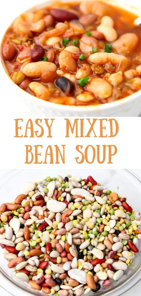 Crock Pot Bean Soup Recipes, Homemade Bean Soup Recipes, Bean Soup From Dried Beans, Four Bean Soup, Mixed Beans Instant Pot, Cajun 16 Bean Soup Recipe, Mixed Dried Beans Recipes, Bean Soup In Instant Pot, Insta Pot Bean Soup Recipes