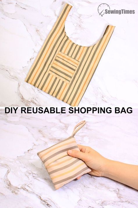 DIY REUSABLE GROCERY BAG | How to make Foldable Shopping Bag | Tutorial for 2 sizes [sewingtimes] Reusable Grocery Bags Pattern, Shopping Bag Tutorial, Diy Reusable Grocery Bags, Diy Grocery Bags, Shopping Bags Diy, Grocery Bag Pattern, Reuseable Bag, Shopping Bag Pattern, Plastic Shopping Bags